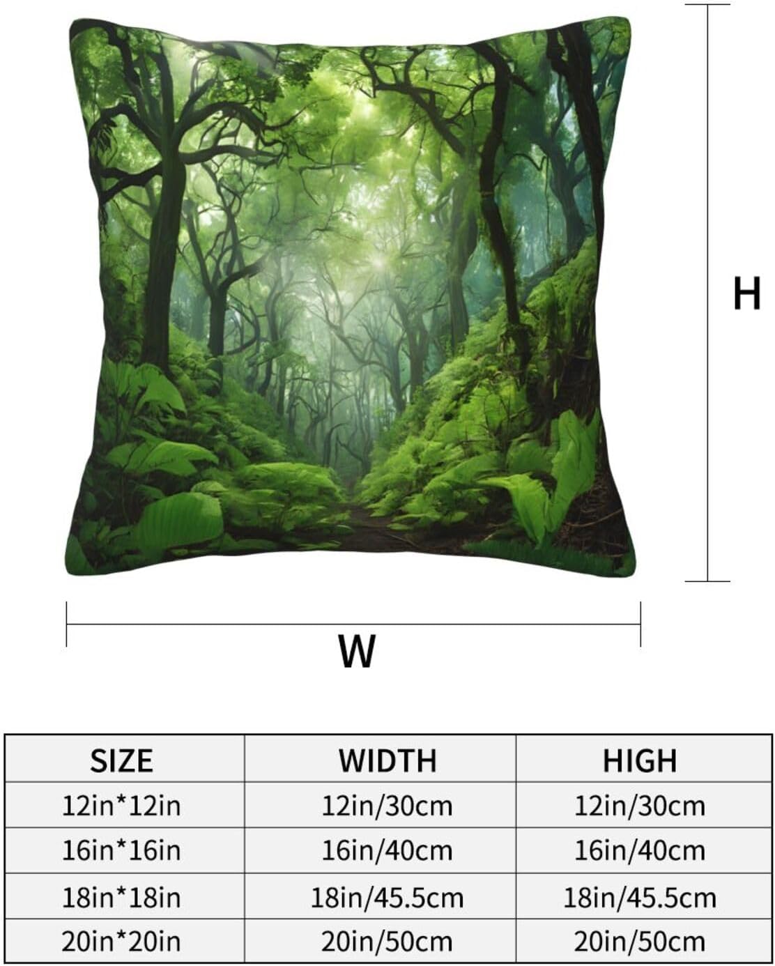 All-Season Square Pillow Covers 18"X18", Tropical Rainforest, Decorative Throw Pillow Covers for Sofa Bed Couch, Hidden Zipper Cushion Cover, Square Lumbar & Accent Pillowcases for Home Decor