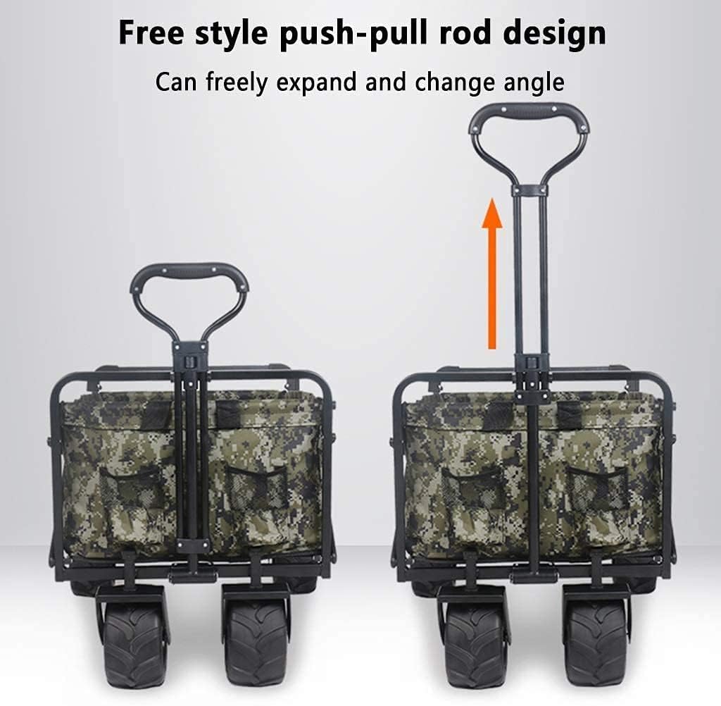 Folding Utility Wagon Heavy Duty Collapsible Wagon Garden Cart with Universal Wheels Adjustable Handle Large Capacity Load-Bearing 100kg / 220lbs
