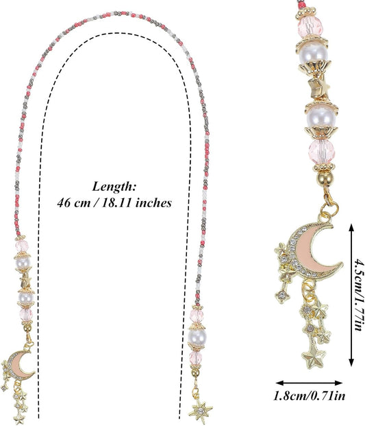 Moon Star Beaded Bookmark, Fantasy Crystal Bead Gold Chain Fantasy Bookmark, Reading Book Accessories for Women, Bookish Gift for Book Lovers Students Teachers