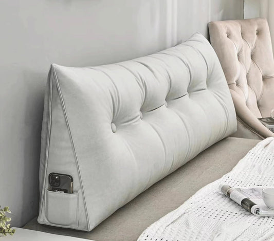 Headboards For Beds Lumbar Bed Pillow Reading Backrest Cushion Triangular Wedge Pillow Headboard Reading Backrest Cushion Headboard Bolster Support Pill(Size:100x20x50cm(39x7.8x20"),Color:silver gray)