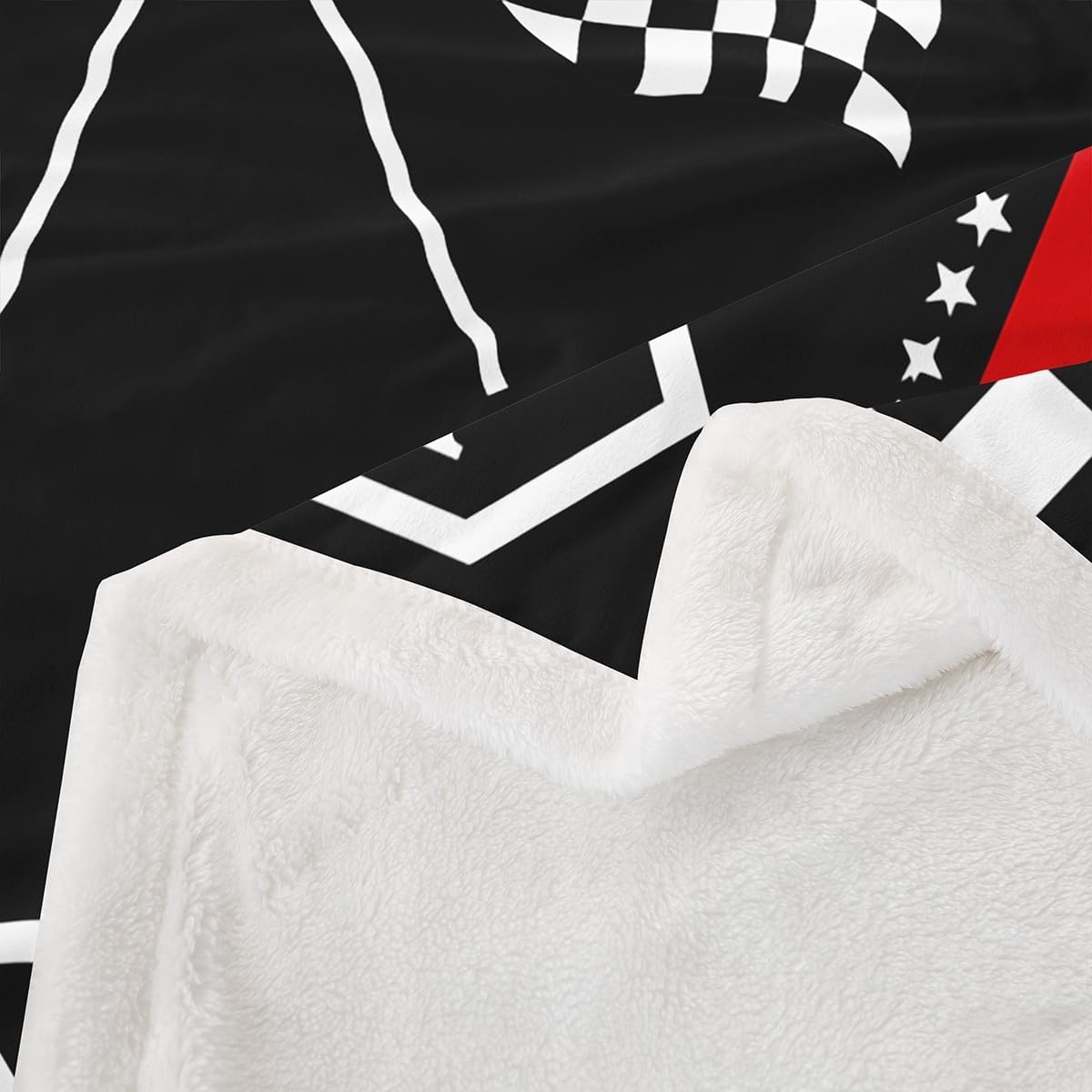 Racing Flag Throw Blanket,Black White Geometric Checkerboard Fuzzy Blanket,Race Car Extreme Sports Games Fleece Throws for Bed Couch Sofa,Simple Soft and Breathable,Throw Size (50 x 60 Inches)