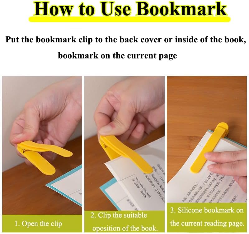 6pcs Automatic Bookmark, Silicone Book Marks for Reading Women, Men, Kids, Book Lovers, Cute Unique Book Markers for Reading, Reading Accessories Gifts for Book Lovers