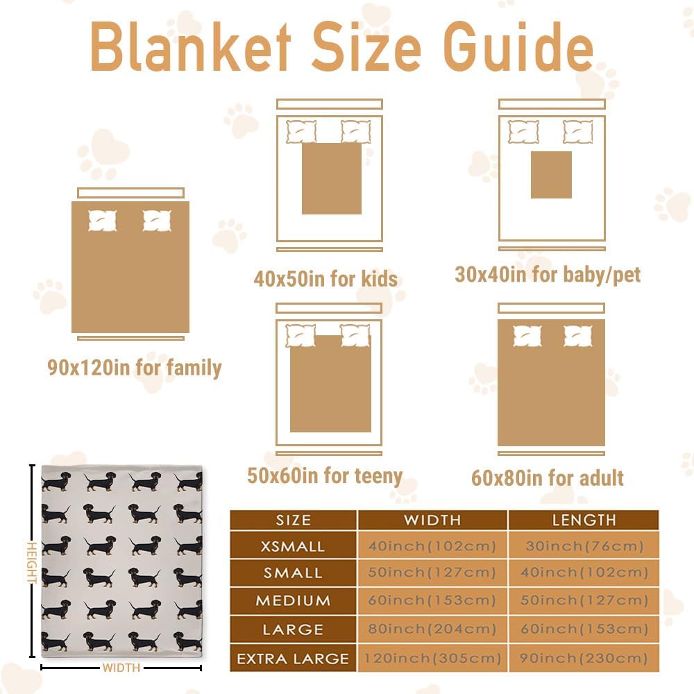 Cute Wiener Dog Dachshund Throw Blanket Fannel Fleece Super Soft Funny Blanket Travel Throw Blanket for Bed Couch Sofa 40 x 50 Inch for Kid