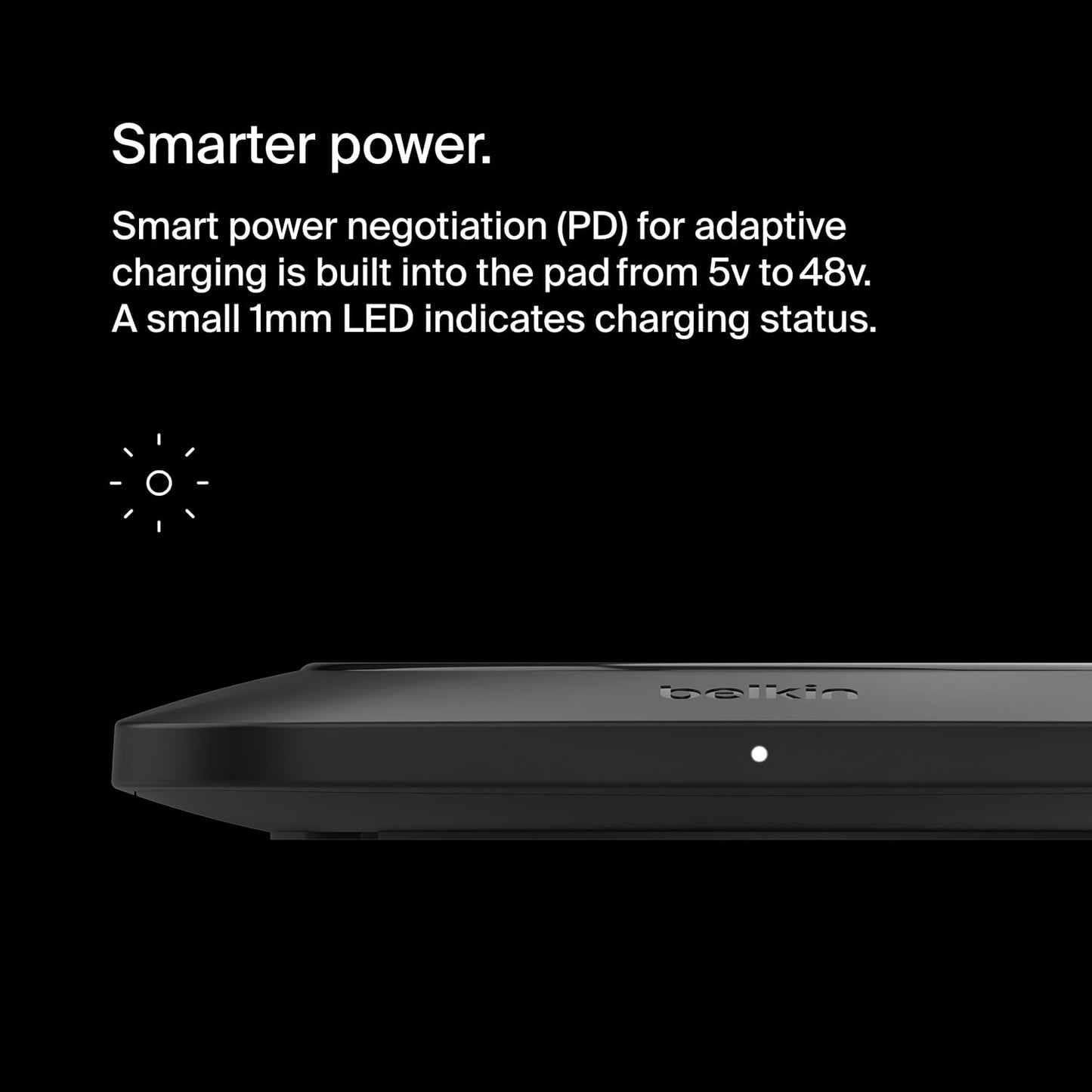 Belkin 15W Wireless Charger Qi-Certified, Non-Magnetic Easy Align Fast Wireless Charging Pad, Compact Charger for Apple iPhone, Samsung Galaxy, AirPods Pro, and Other Qi-Enabled Devices