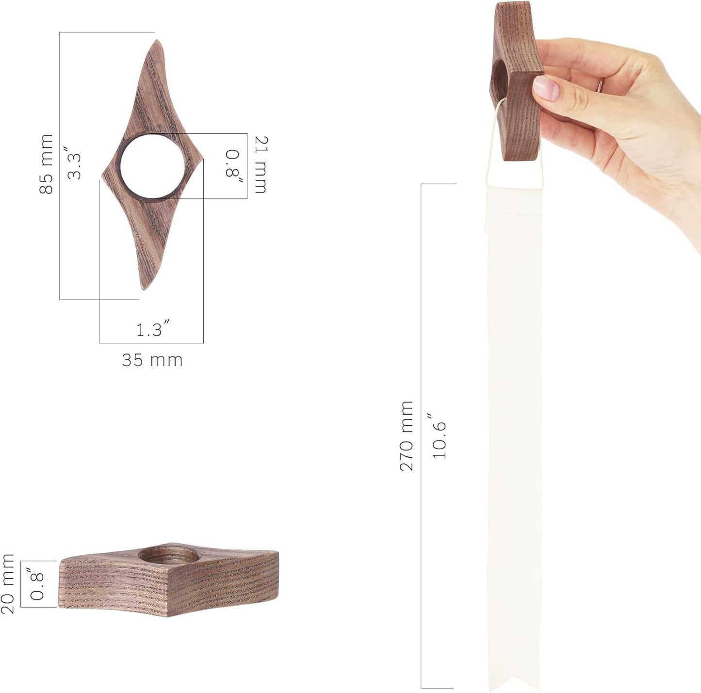 Wood Book Page Holder - Thumb Page Holder - Reading Accessories Gifts, Book Lovers Gifts, Bookworm and Avid Reader Gift - Keep Book Open (Brown with Bookmark)