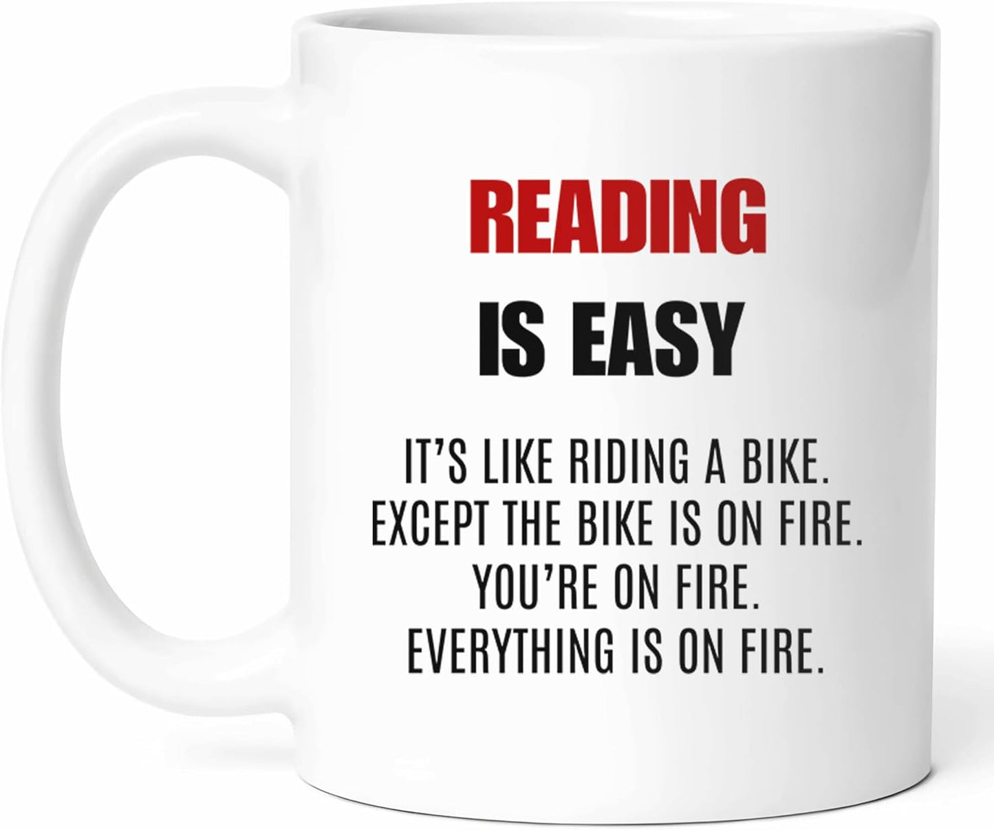 Reading Is Easy Mug - Bookworm Coffee Cup - Literature Lover Funny Gift From Friends - Reader Tea Mugs - Storytelling Cups - 11 Oz Ceramic Gifts For Bibliophiles, Birthday, Him, Her, Christmas, Book