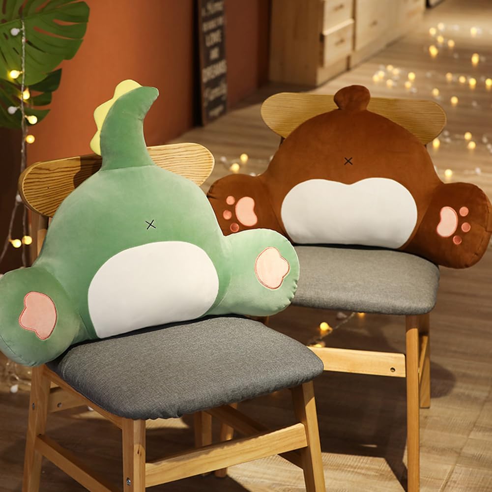 Tingting's Dream Cute Bed Rest Reading Pillow Cartoon Plush Lumbar Support Pillow Office Chair Lumbar Back Cushion Car Waist Pillow (Brown, 65×45CM/25.59"×17.7")