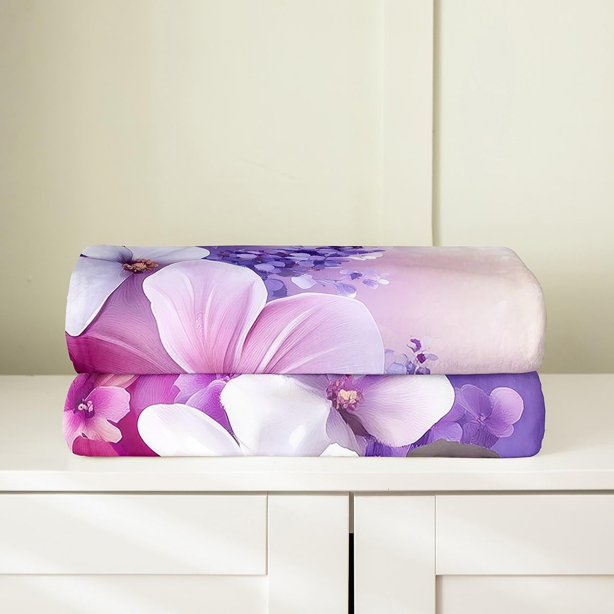 Erosebridal Butterfly Blanket Queen Inch Florals Throw Blanket for Women Girls Farmhouse Natural Plants Bedroom Decor Rustic Animal Fleece Blanket Romantic Purple Spring Flowers Sherpa Blanket