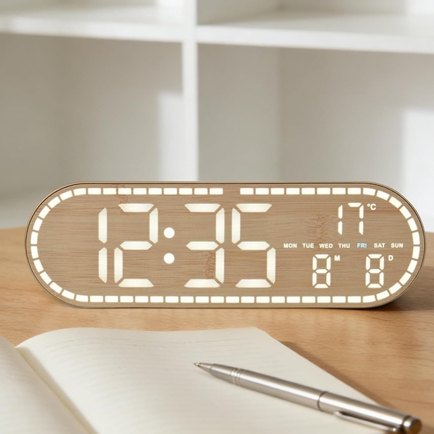 Alarm Clock, Weather Reading Screen, Battery Powered Hub, Auto Dimming Light Sensor, Improves Time Management Level, Seniors Assisted Hardware, Wide Rectangular Sizing Fits Kitchen Bathroom