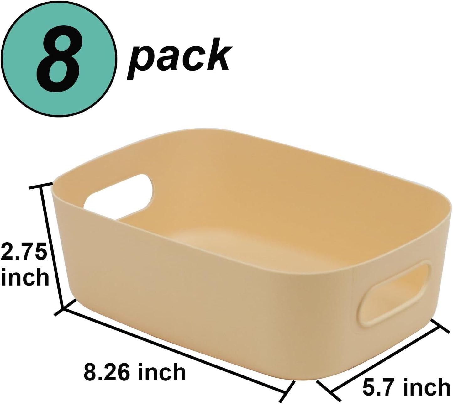 8 Pack Small Drawer Organizer Bins, Plastic Storage Bins Storage Containers for Kitchen Pantry Bathroom Cabinet Organization and Storage Bin Organizing Boxes