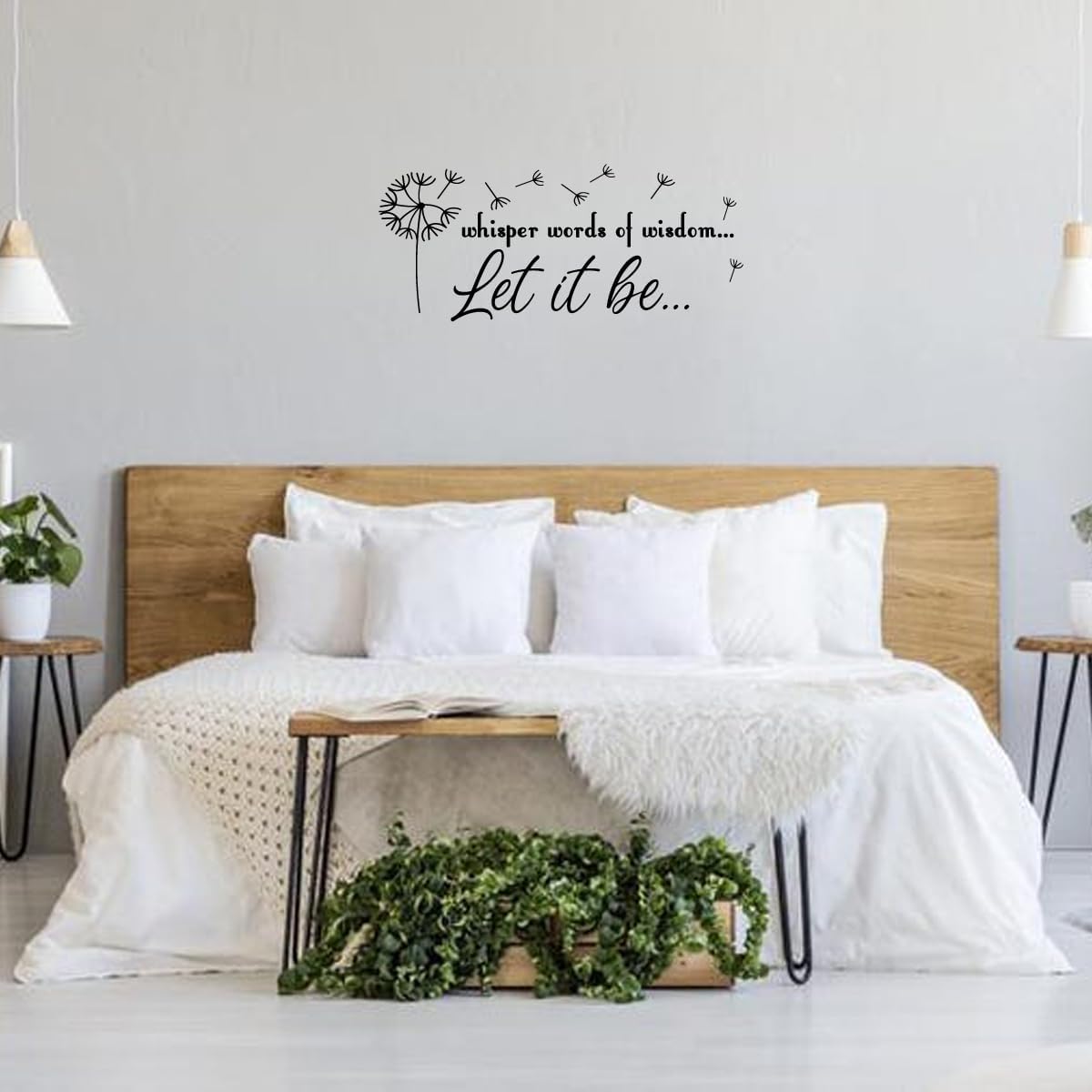 Let It Be Whisper Words of Wisdom Dandelion - Positive Quotes Pure Black Vinyl Wall Decal Art Font Motto Room Decoration