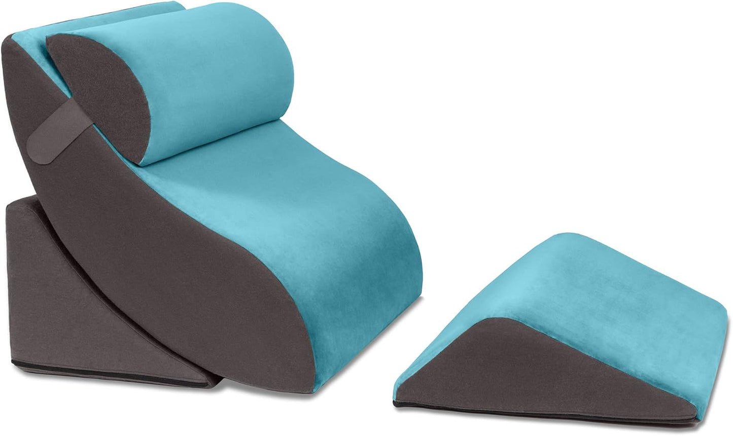 Avana Kind Bed Orthopedic Support Wedge Pillow Comfort System – for Post-Surgery, Heartburn, Snoring, Acid Reflux & GERD, Blue/Grey