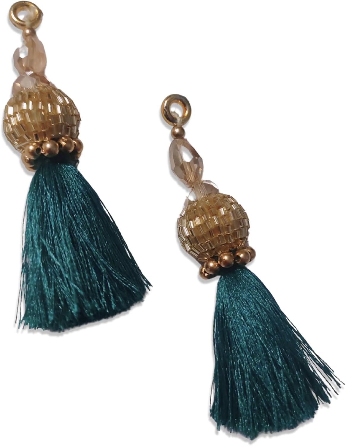 Women Lehenga Golden Color Latkan Decorative Hanging Sewing Fancy Silk Tassel Beaded Saree Blouse Latkan (Teal)