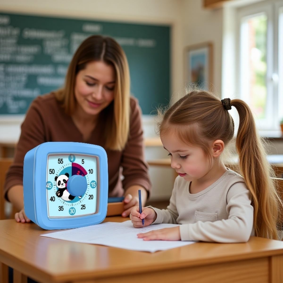 Visual Timer for Kids and Adults, 60-Minute Countdown Timer for Classroom & Kitchen, Desk Timer for Study, Time Manager Tool for Kids with Cute Cartoon