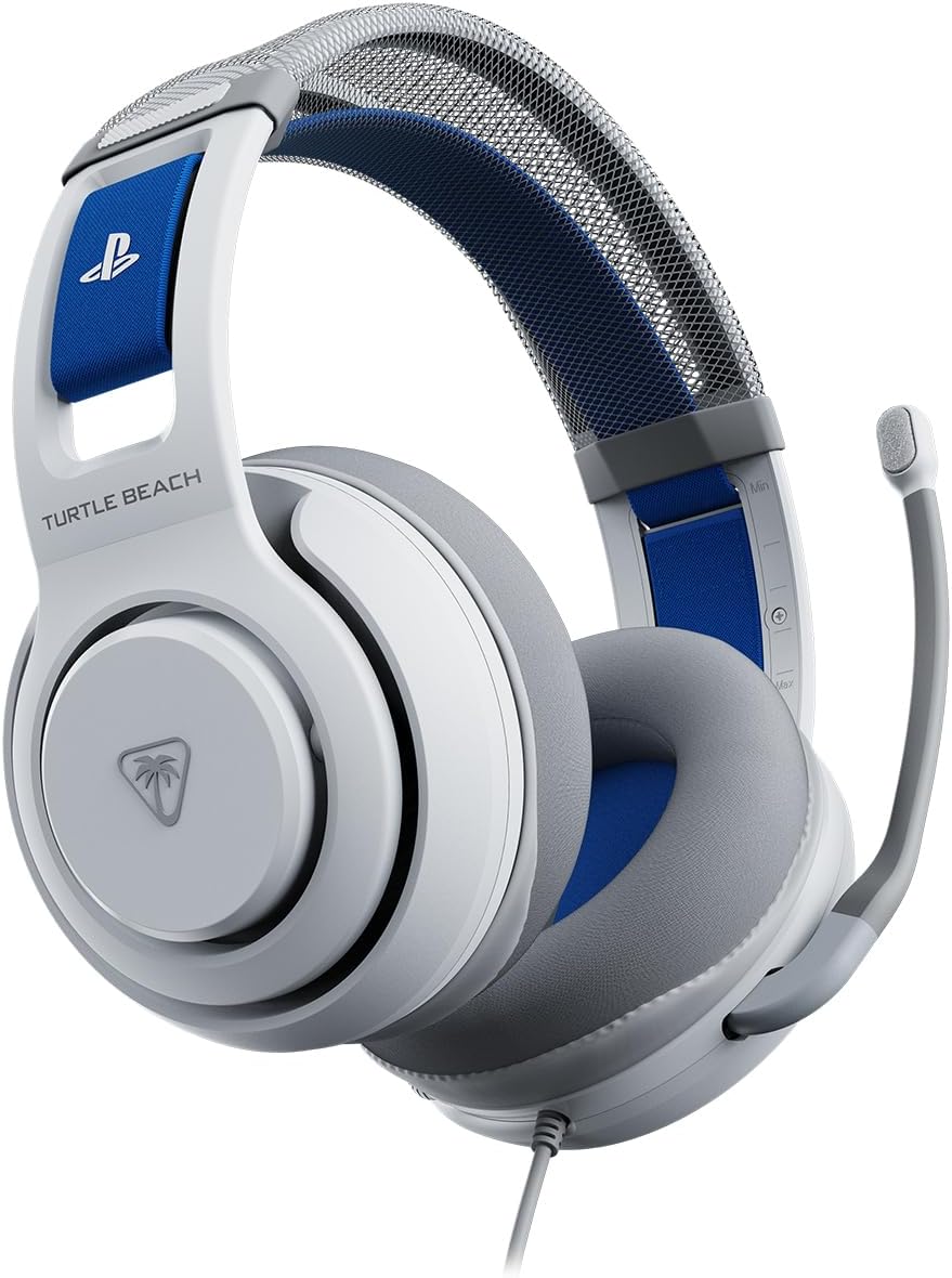 Turtle Beach Atlas 200 Wired Gaming Headset Officially Licensed for PlayStation, PS5, PS4, 50mm Nanoclear Drivers, Flip-to-Mute Mic, Memory Foam Cushions, Floating Headband - White