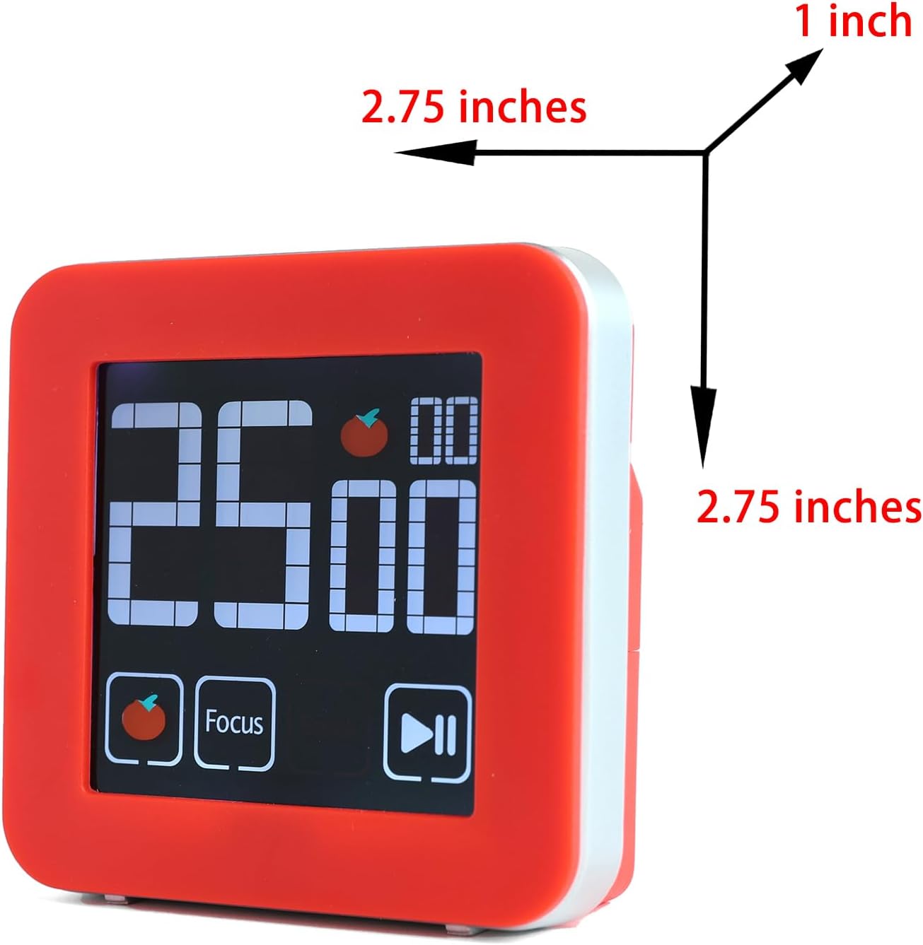 Fooocus Pomodoro Timer, Color Touch Screen, Preset/Custom Modes, Pomodoro Accumulation, Buzzer/Vibration/Flash Alarm for Work, Office, Study, Task, 25/5 min & Custom Countdown Cycle