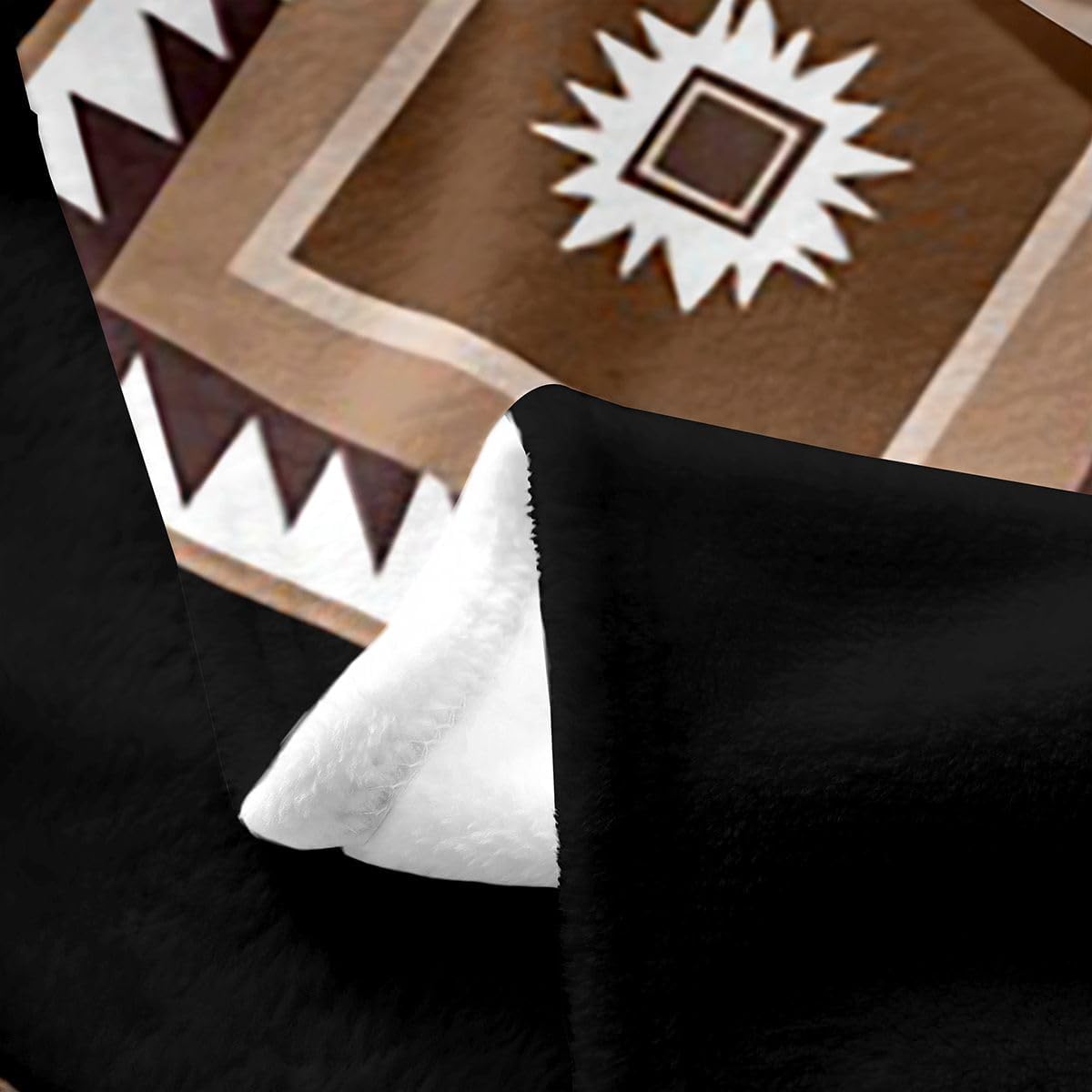 Feelyou Boho Aztec Flannel Fleece Throw Blanket Western Bohemian Fuzzy Blanket Black Brown All Season Plush Soft Rhombus Geometric Throw 50"x60" for Sofa Couch