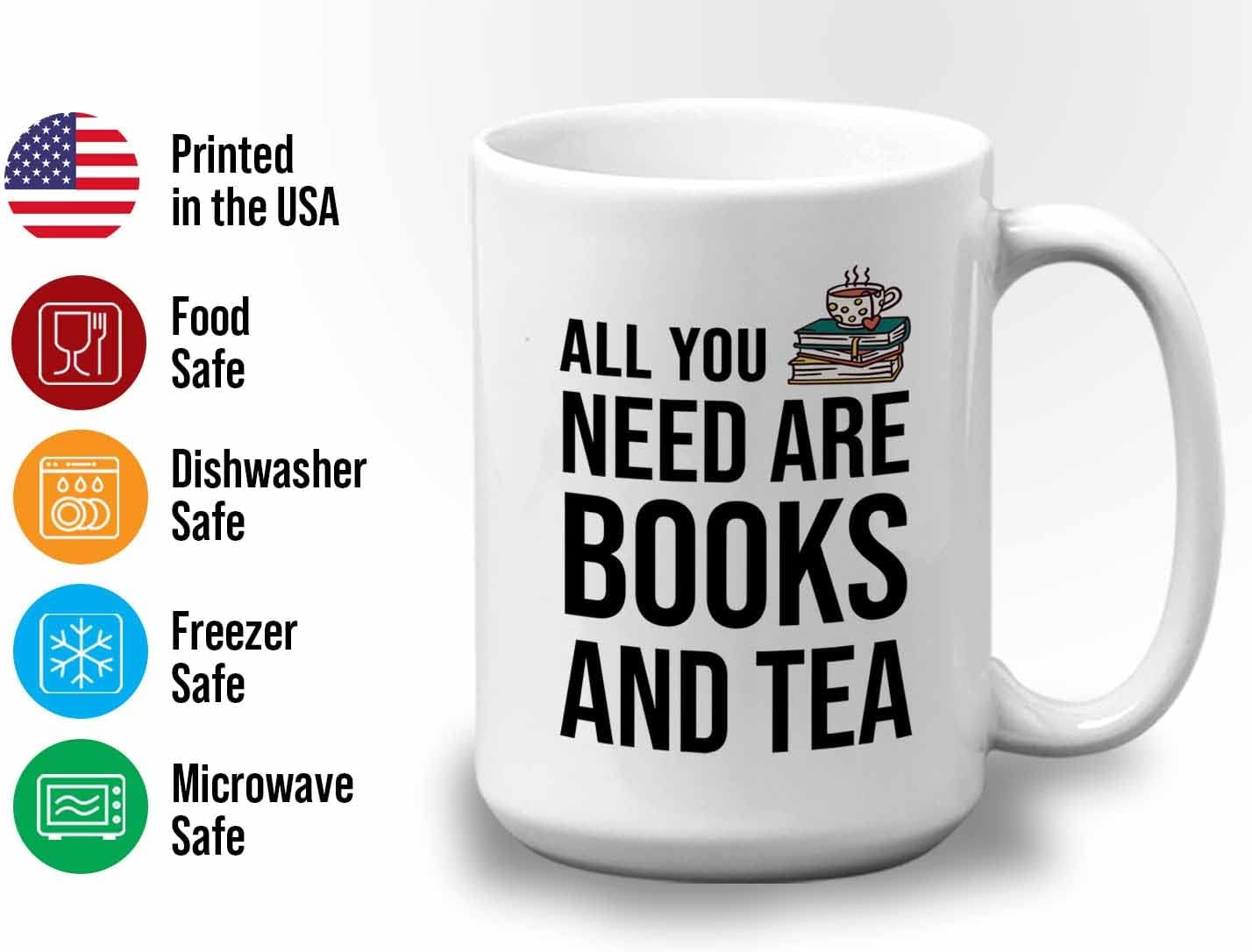 Bubble Hugs Writer Coffee Mug 15oz White - All you need are books and tea - Reading Book Lover for Bookworm Bibliophile Librarians Author Readers Bookish