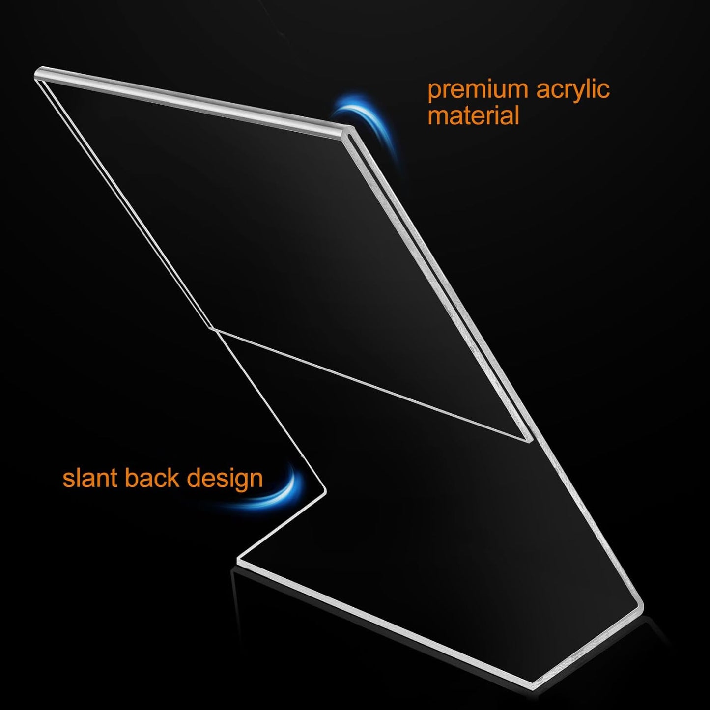 6 Pcs Acrylic Sign Holder 4 x 6 Inch, Plastic Picture Flyer Holder Vertical Slanted Back L Shape Display Stand Acrylic Picture Frame, Table Signs Holder for Business, Office, Restaurant
