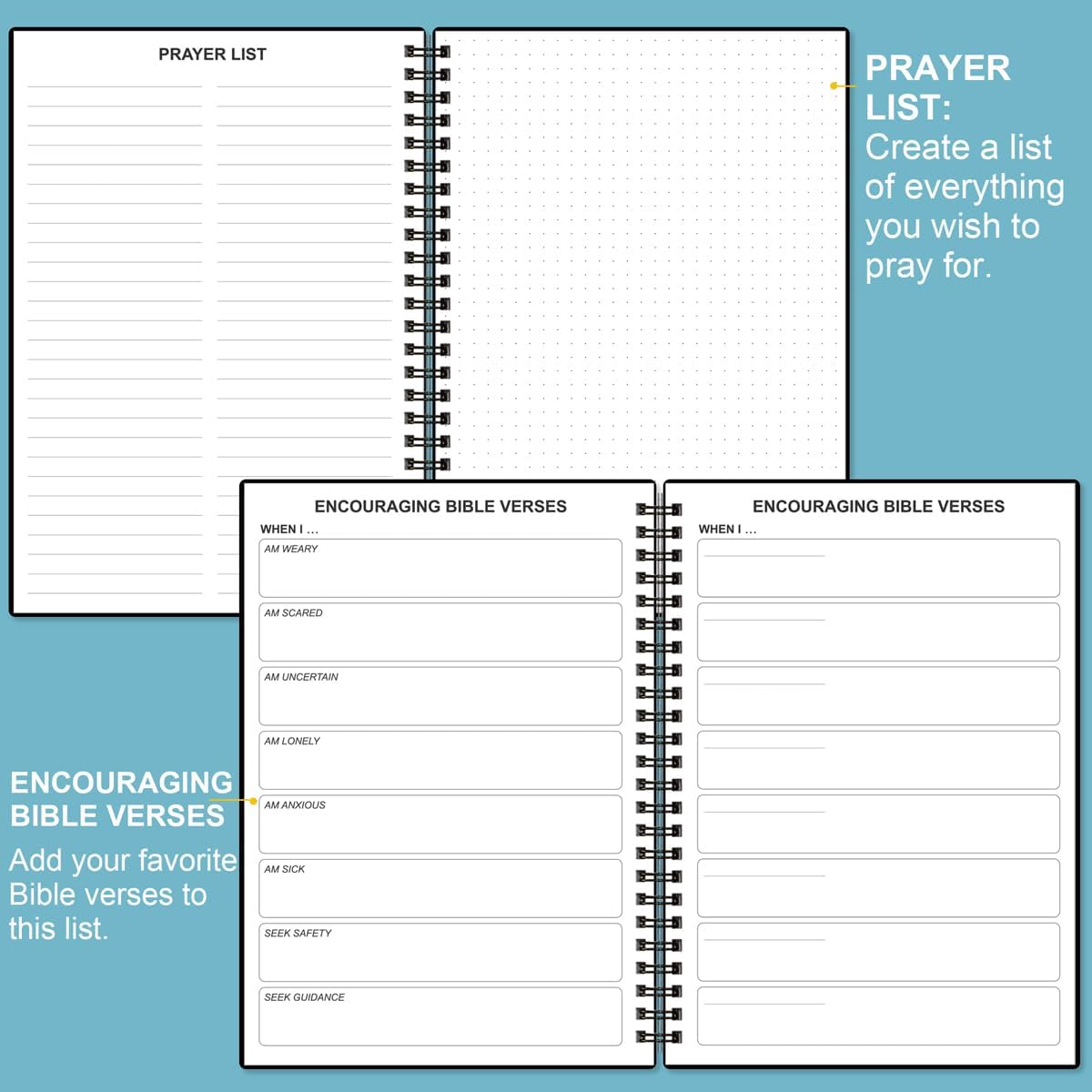 Heveboik Bible Study Journal – Church Notes Notebooks – Note Taking & Journaling Kit, 5.8" x 8.5", Black