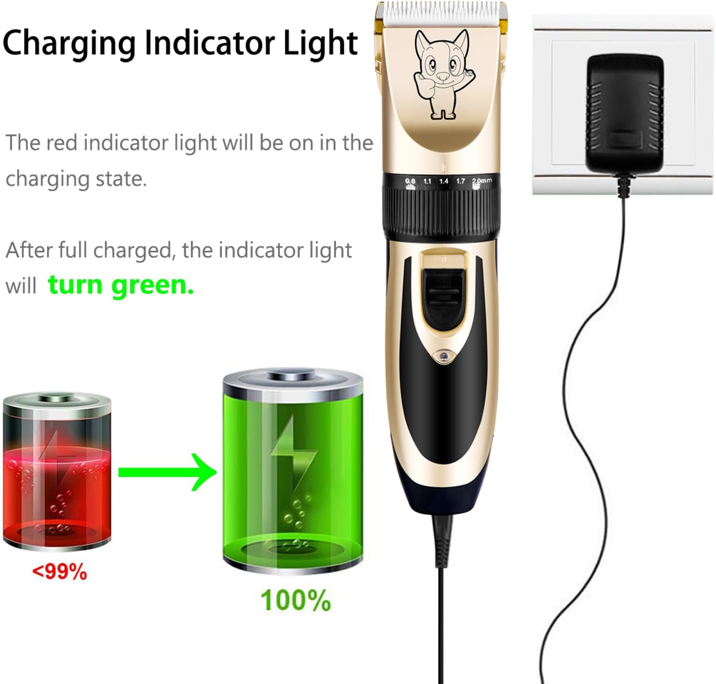 Highdas Dog Grooming Kit Clippers, Low Noise, Electric Quiet, Rechargeable, Cordless, Pet Hair Thick Coats Clippers Trimmers Set, Suitable for Dogs, Cats, and Other Pets (Gold)