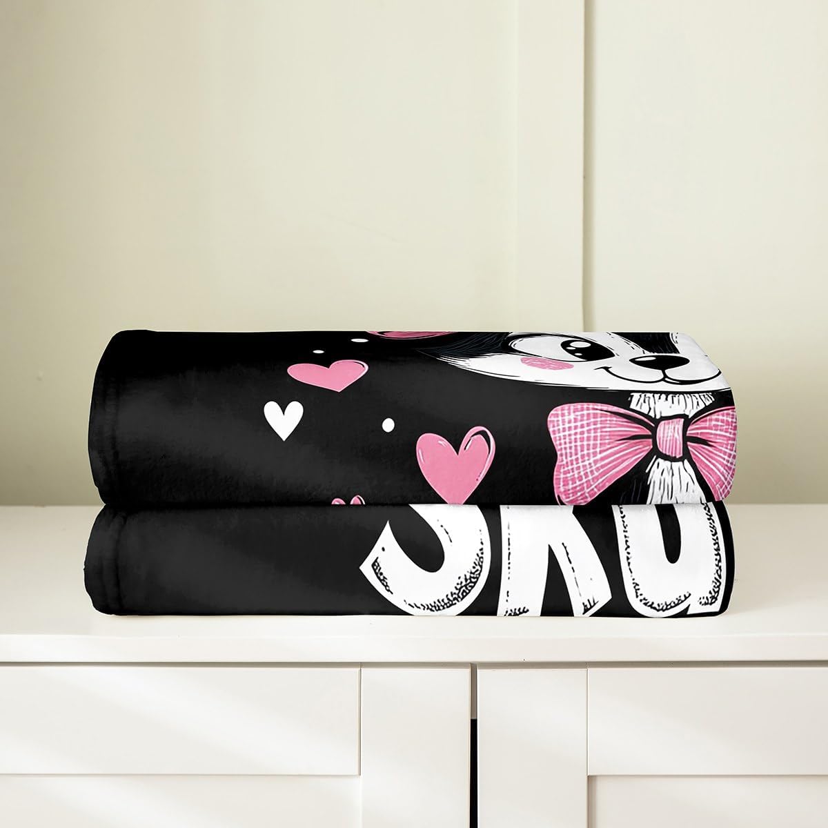 Erosebridal Funny Skunk Fleece Flannel Blanket Baby 30x40,Pink Bowknot Love Heart Shaped Throw Blanket for Boys Girls,Kawaii Stuffed Animal Girl Loves Skunks Wildlife Pattern for Skunk Lovers