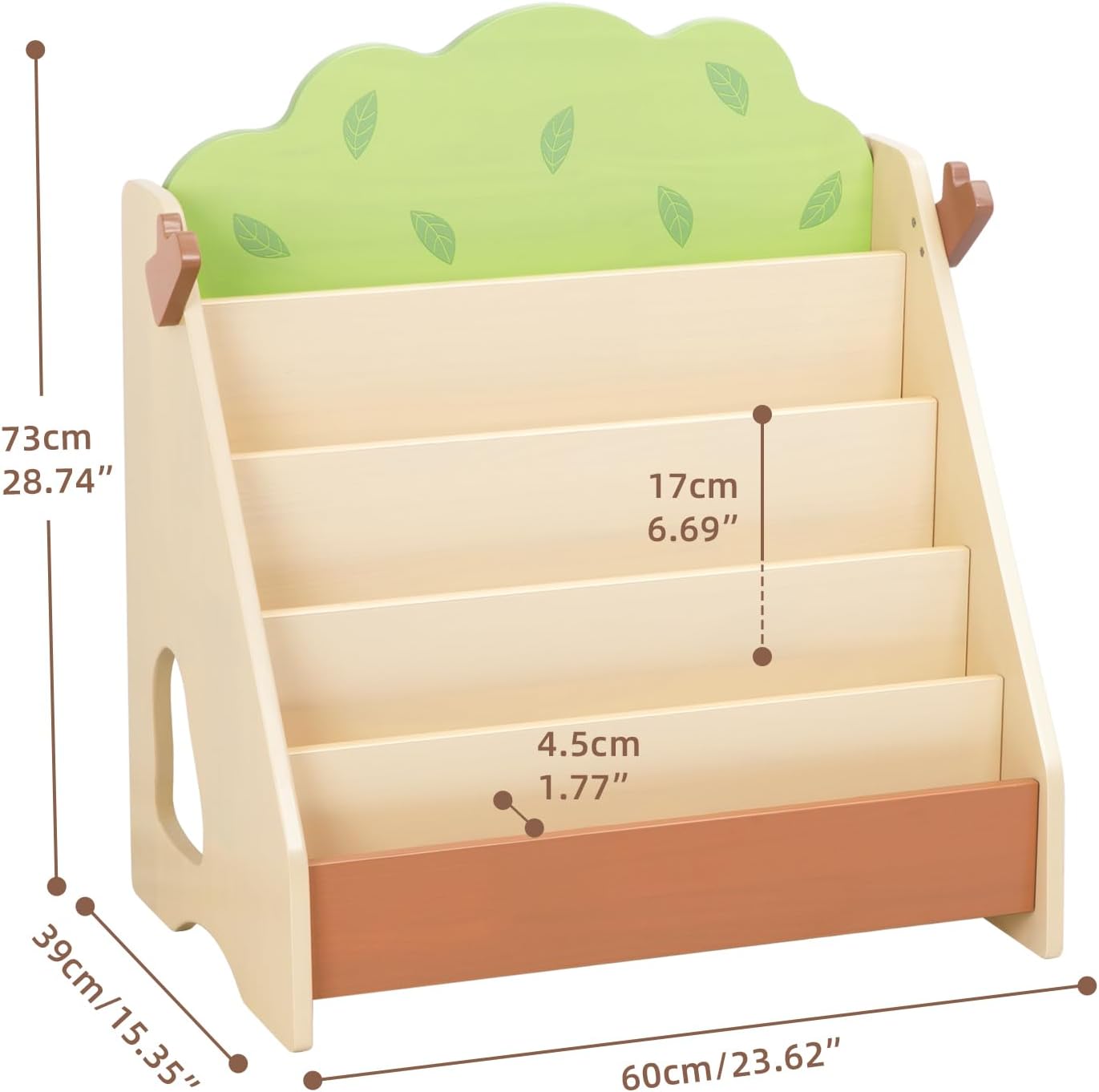 OOOK Montessori Bookshelf for Kids, Premium Pine Baby Bookshelf, Front Facing Toddler Bookcase for Nursery, Playroom, Classroom