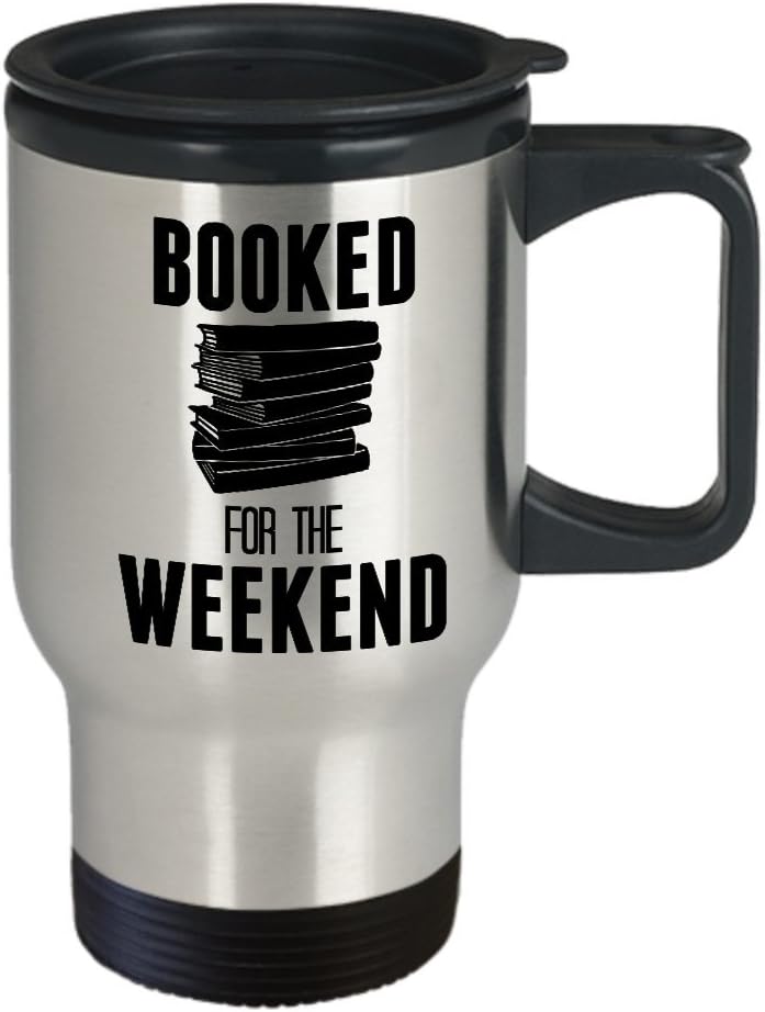 Bibliophile Mug - Booked For The Weekend - 14 oz Travel Book Reading Lovers Best Inappropriate Sarcastic Coffee Comment Tea Cup With Funny Sayings, Hilarious Unusual Quirky Gag Gifts for Men and Women