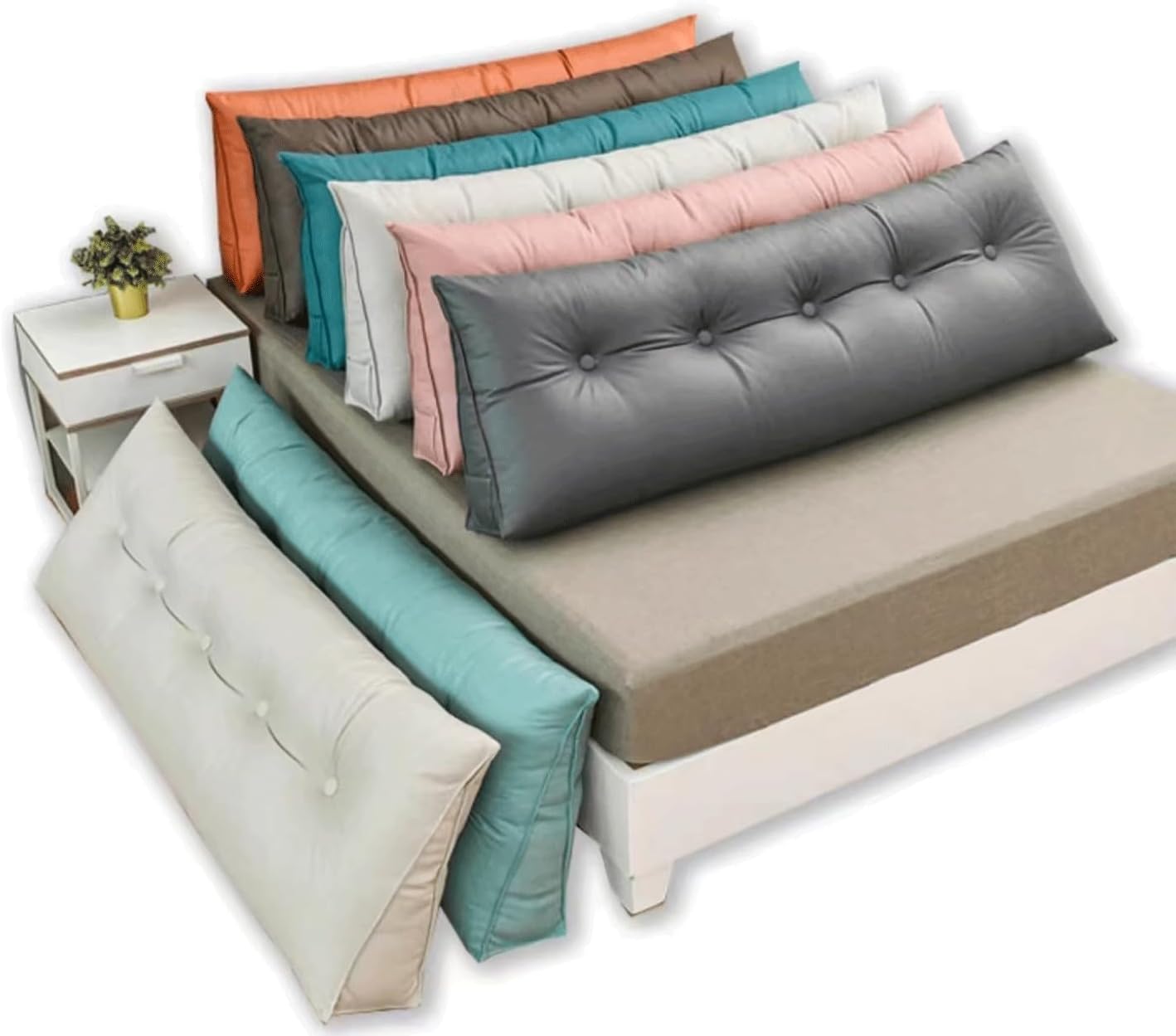 Triangular Headboard Pillow, Bed/Sofa Wedge Reading Pillow, Large Bedrest Throw Pillows/Bedside Cushion, Large Backrest Wedge Pillow Removable Cover(Size:150x20x50cm(59x7.8x20),Color:Pink)