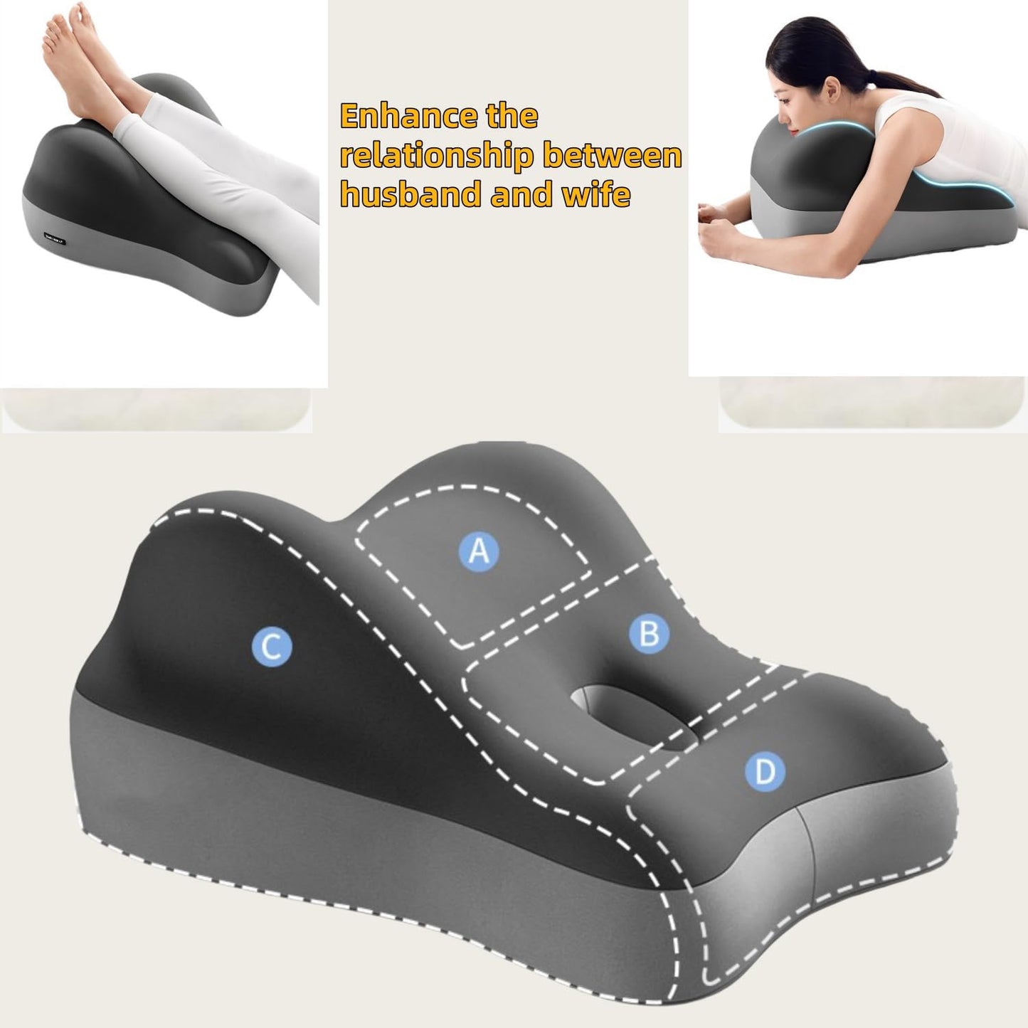 Memory Foam Lumbar Support Pillow for Office Chair, Bed, Body Support, Helps Relieve Back Pain, Ergonomic Comfort for Acid Reflux Relief, Sleeping and Reading (Double Gray)