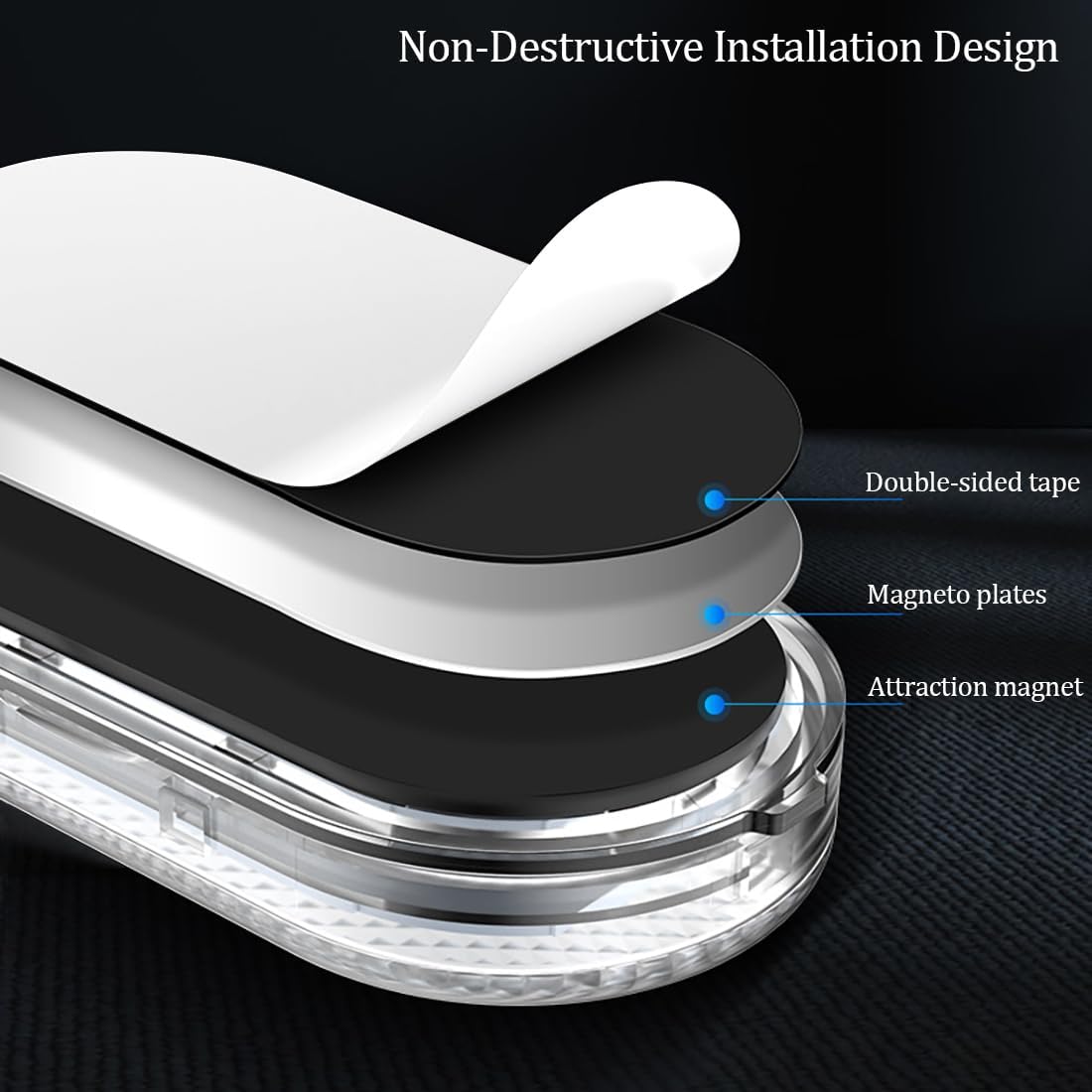 2 PCS Car Led Lights Interior,White Ambient Lighting Car Interior,USB Rechargeable Car Interior Reading Light,Portable Led Lights for Car