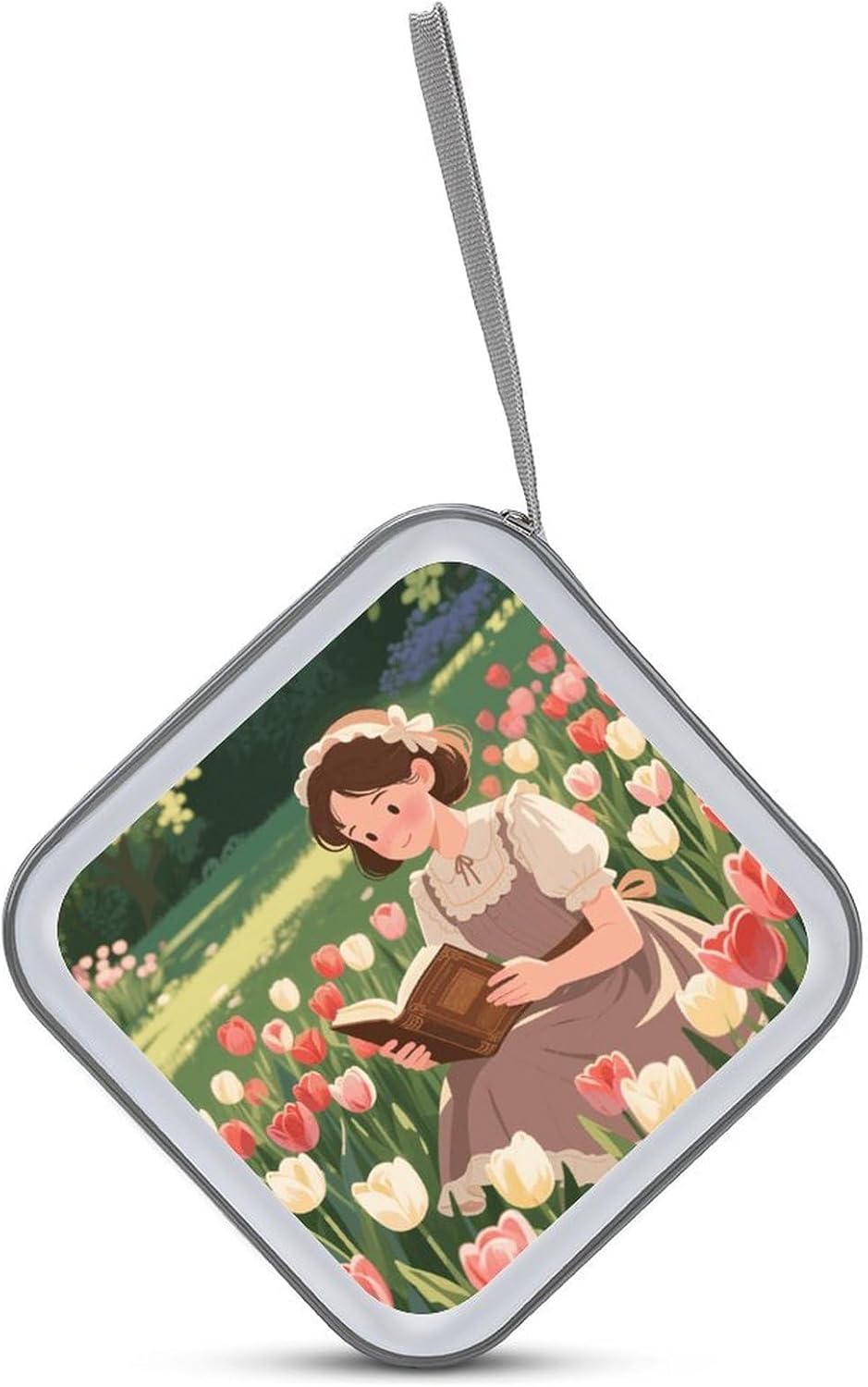 Vintage Reading Book CD Case Portable Zipper CD Case 40 Capacity Hard Plastic DVD Cases Holder Large Storage Disc Wallet Bag for Car Home Travel DVD Collection Bag