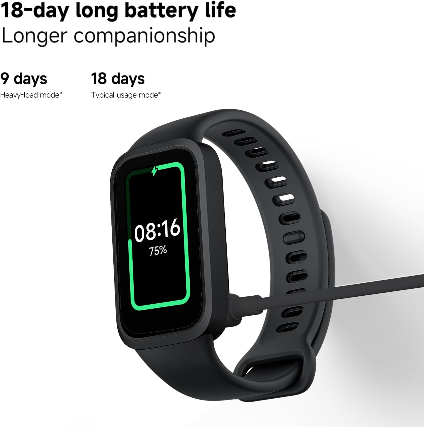 XIAOMI Smart Band 9 Active Global Version, 1.47'' 60Hz Display, 18-Day Battery, 5ATM Waterproof Fitness Tracker with All-Day Health Monitor, 50 Sports Modes (Black)