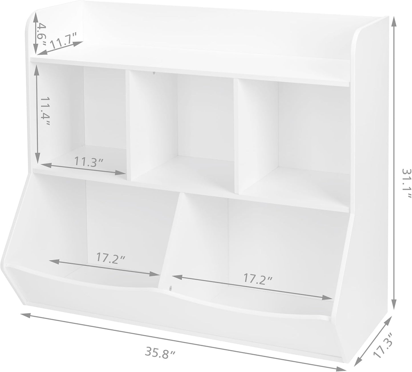 UTEX Toy Storage Organizer with Bookcase, Kid’s Multi Shelf Cubby for Books,Toys, Storage Organizer for Boys,Girls Play Room/Bedroom-White