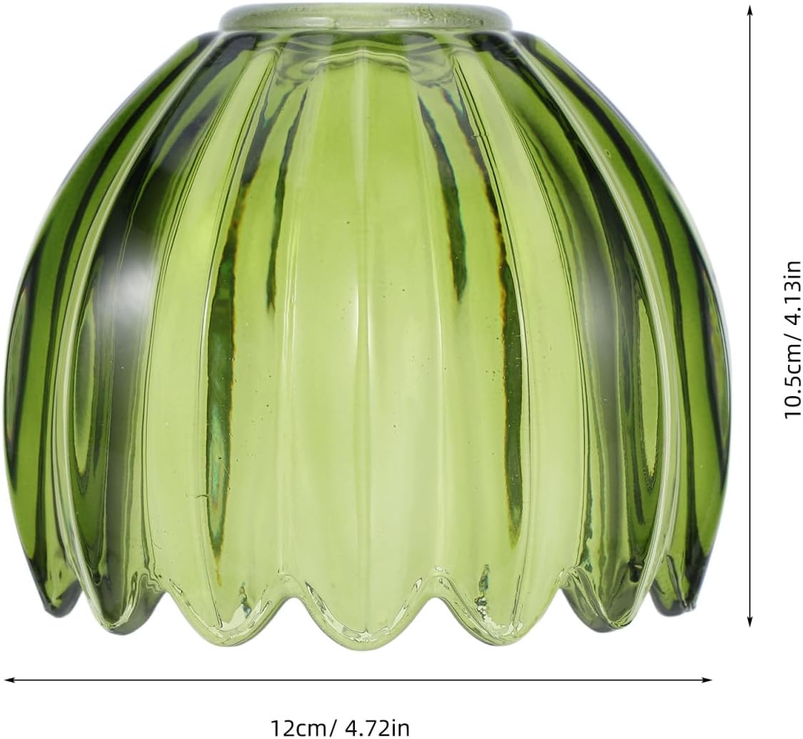 Baluue Tulip Glass Lamp Shade: 2pcs Small Vintage Green Flower Glass Table Lampshade - Handcrafting Pendant Light Fixture Cover for Bedroom Kitchen Hallway Bathroom, 4.72inch