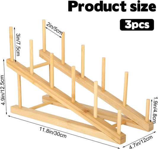 3 Pcs Bookshelf Holder, Wood Book Stand for Display 5-Tier Tabletop Small Kids Bookshelf Portable Book Rack Organizer Plate Holder for Vendor Events Art Platter Craft Show Retail Magazine Record