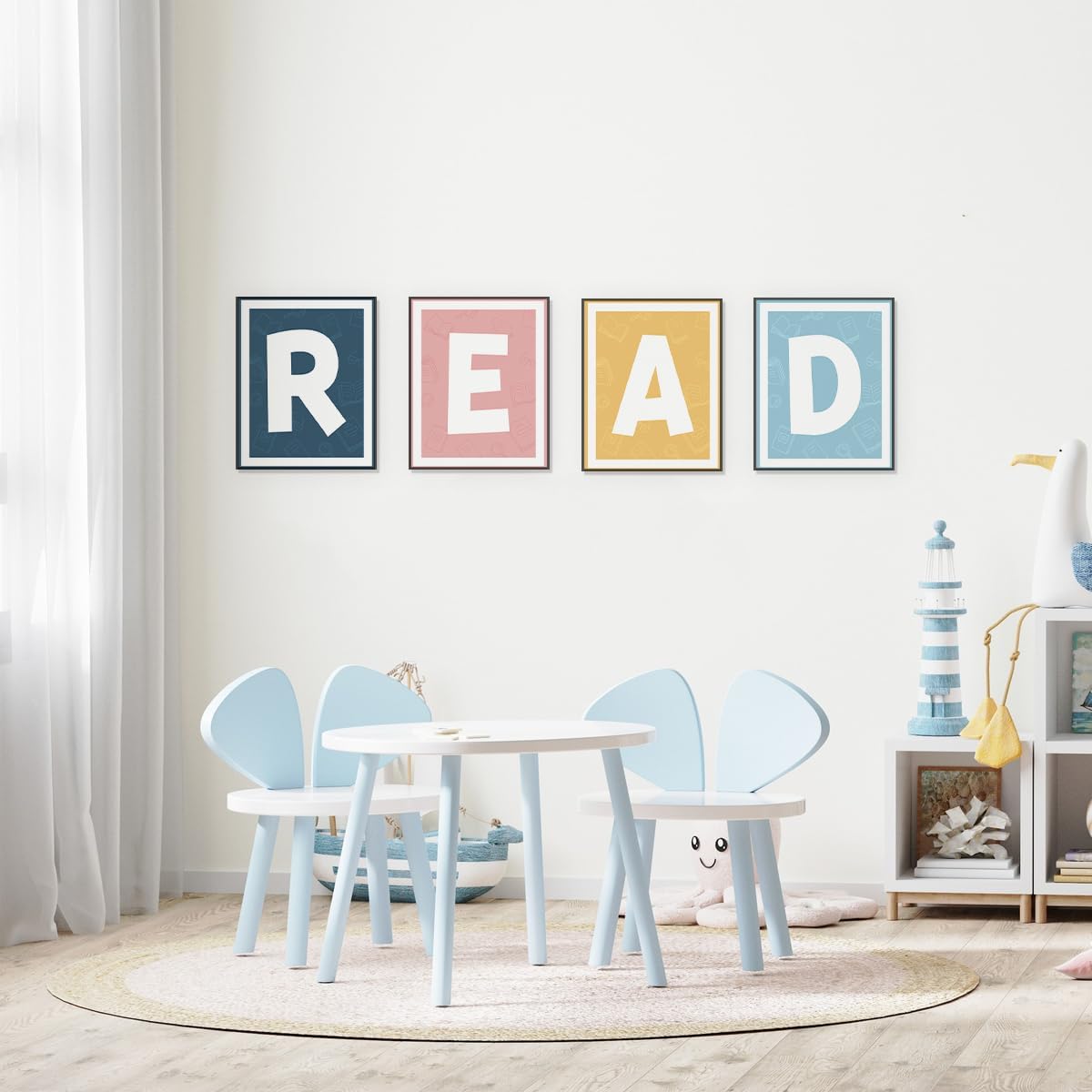 ETVISO Oho Classroom Decor Set of 4, Reading Nook Decor, Read Signs for Classroom, Wall Art Prints Decor for Library Reading Area, 8x10 (Unframed)