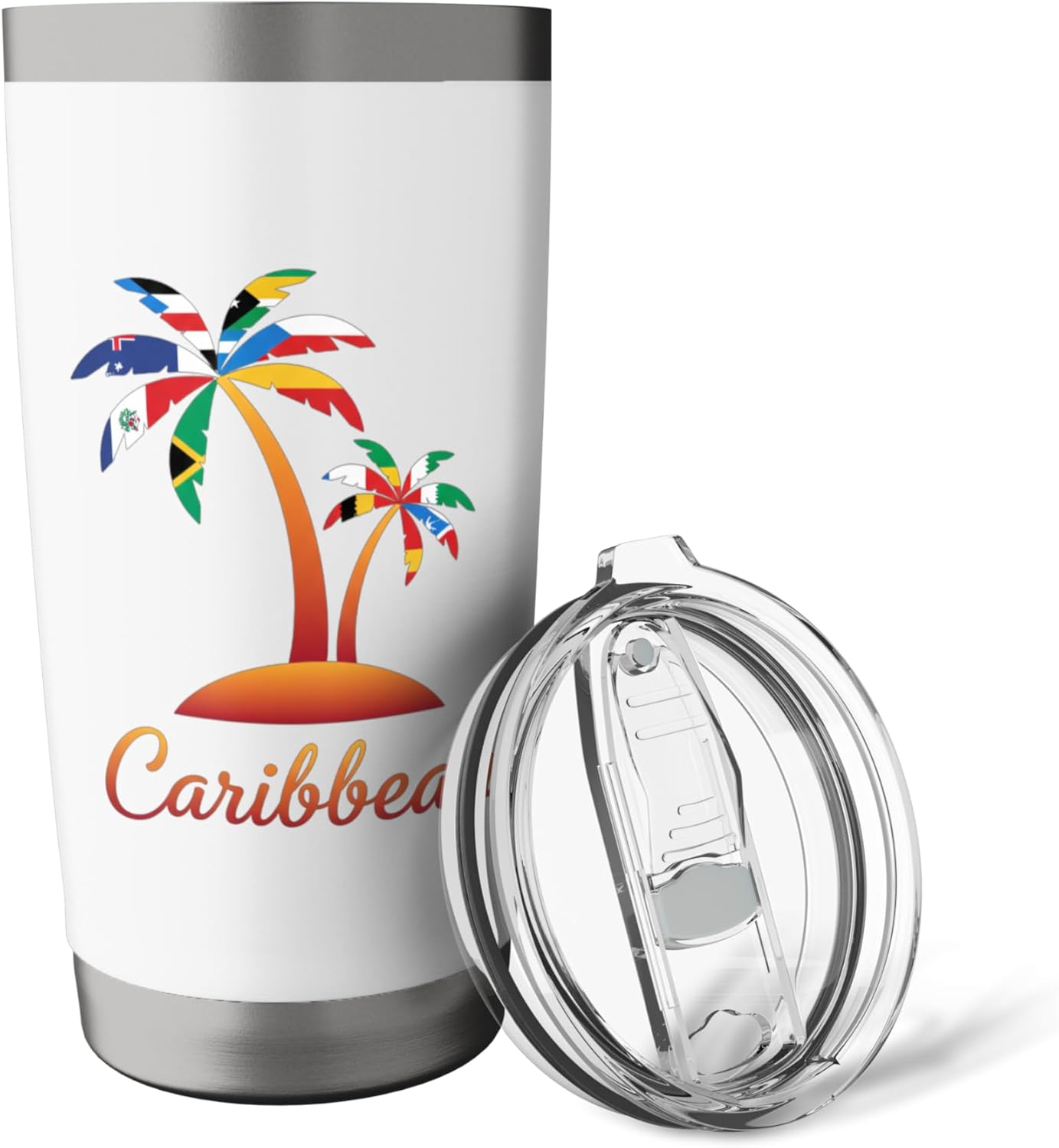 Caribbean Palm Island Kids Vacation Travel Tropical Latino Stainless Steel Insulated Tumbler