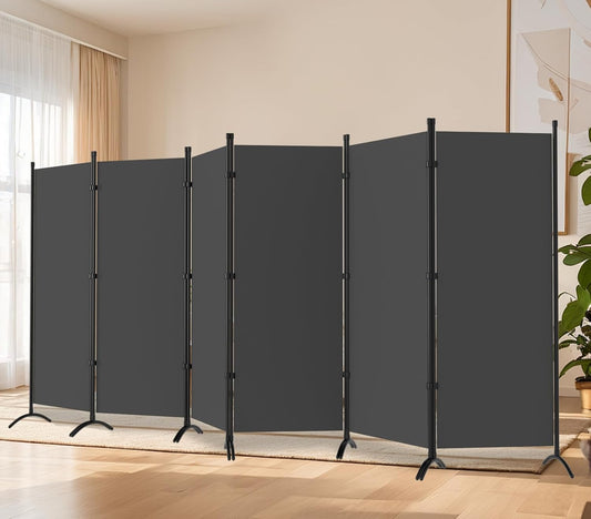 Room Divider-Folding Privacy Screens, 6 ft Partition Room Dividers Wall for Separation, Home, Office, Classroom, Studio (Grey, 6 Panel)