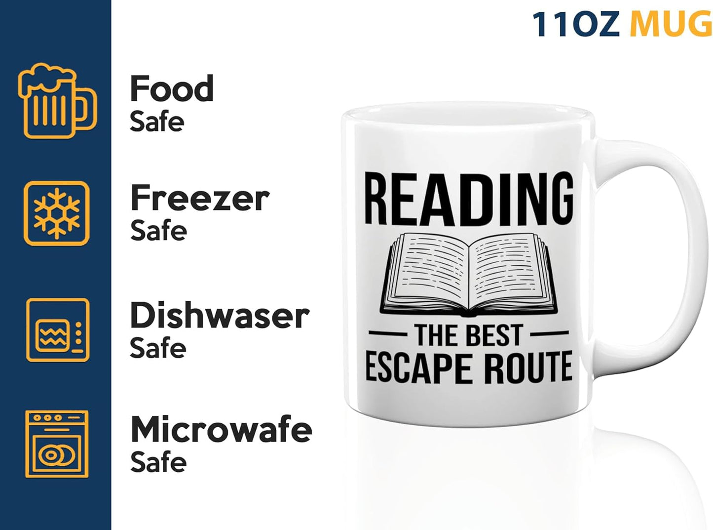 Book Lover Coffee Mug 11oz White -Reading The Best - Bookworm Literature Library Book Lover Reader Booked Editor Intellectual Studious