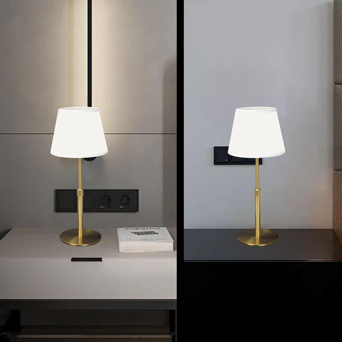 Cordless Table Lamp, Adjustable Height Battery Operated Desk Lamp with Remote, 5000mAh Rechargeable Light 16 RGB Colors for Bedroom, Living Room, Patio - White