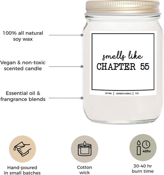 You Nique Designs Smells Like Chapter 55 Candle - Bookish Candles, Book Lovers, Themed Gifts for Reading Lovers Women, Book Club Present Ideas, Reading Themed Gifts (Lavender & Vanilla)