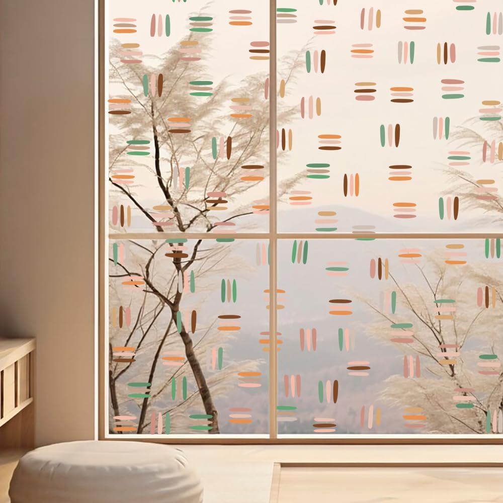 Runtoo Boho Line Wall Decals Modern Abstract Geometric Wall Art Stickers Window Clings for Living Room Bedroom Nursery Office Home Decor
