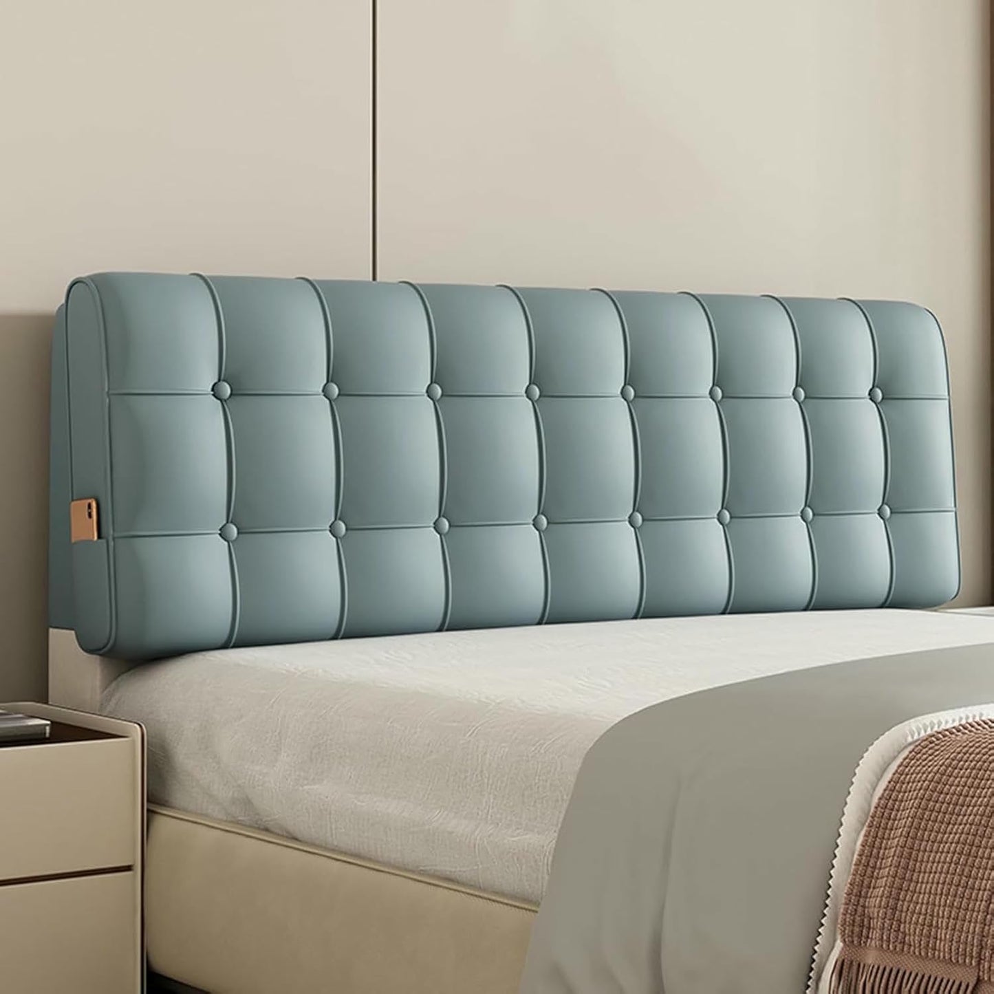 Gray1,Straps/71x23x2In,Wedge Pillowboard Headboard Support Upholstered Bed Backrest Bedside Bolster,Large Headboard Pillow Wall Mounted Headboard Rectangle Reading Pillow
