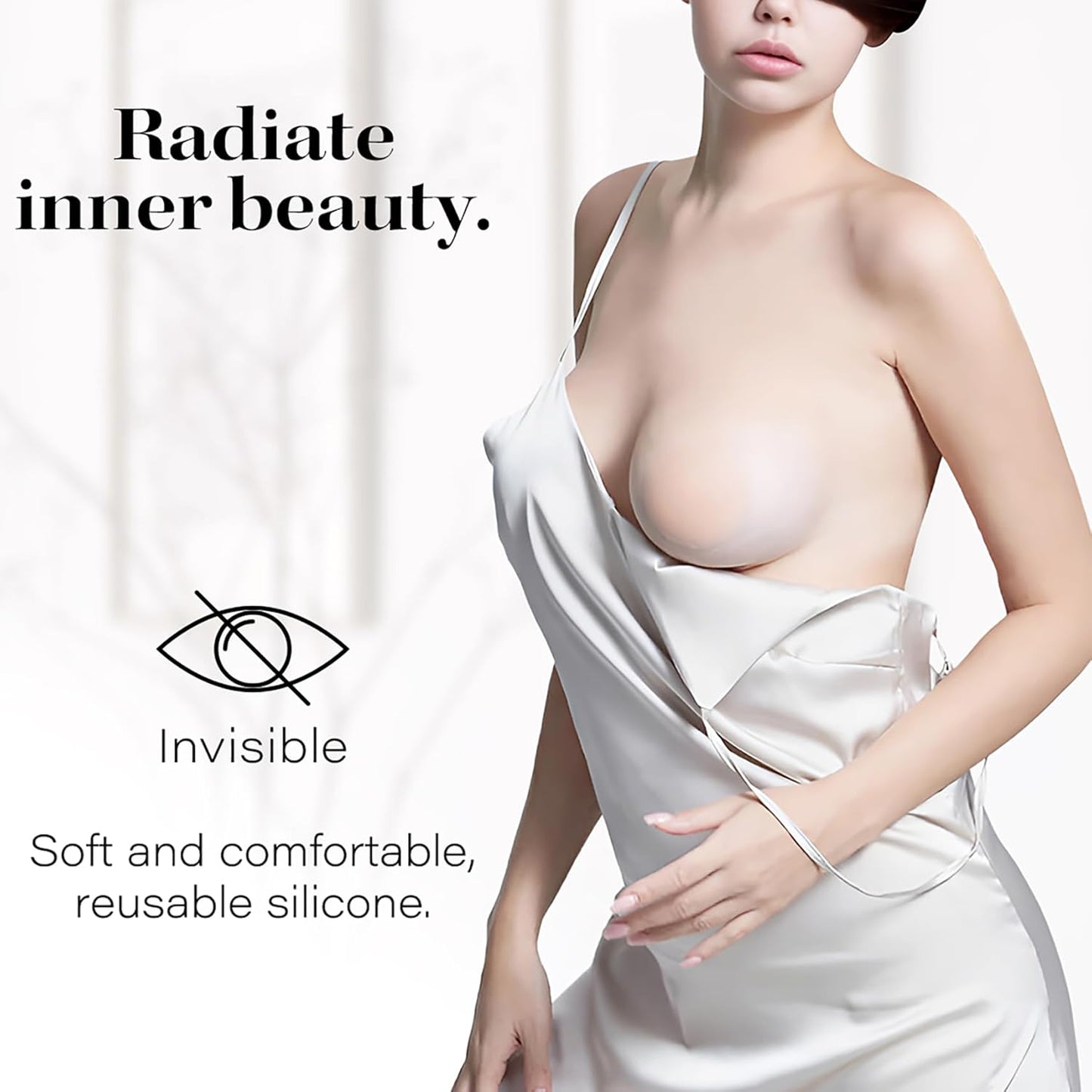QUXIANG 4 Pairs Pasties Women Nipple Covers Reusable Adhesive Silicone Nippleless Covers Bra for Dress