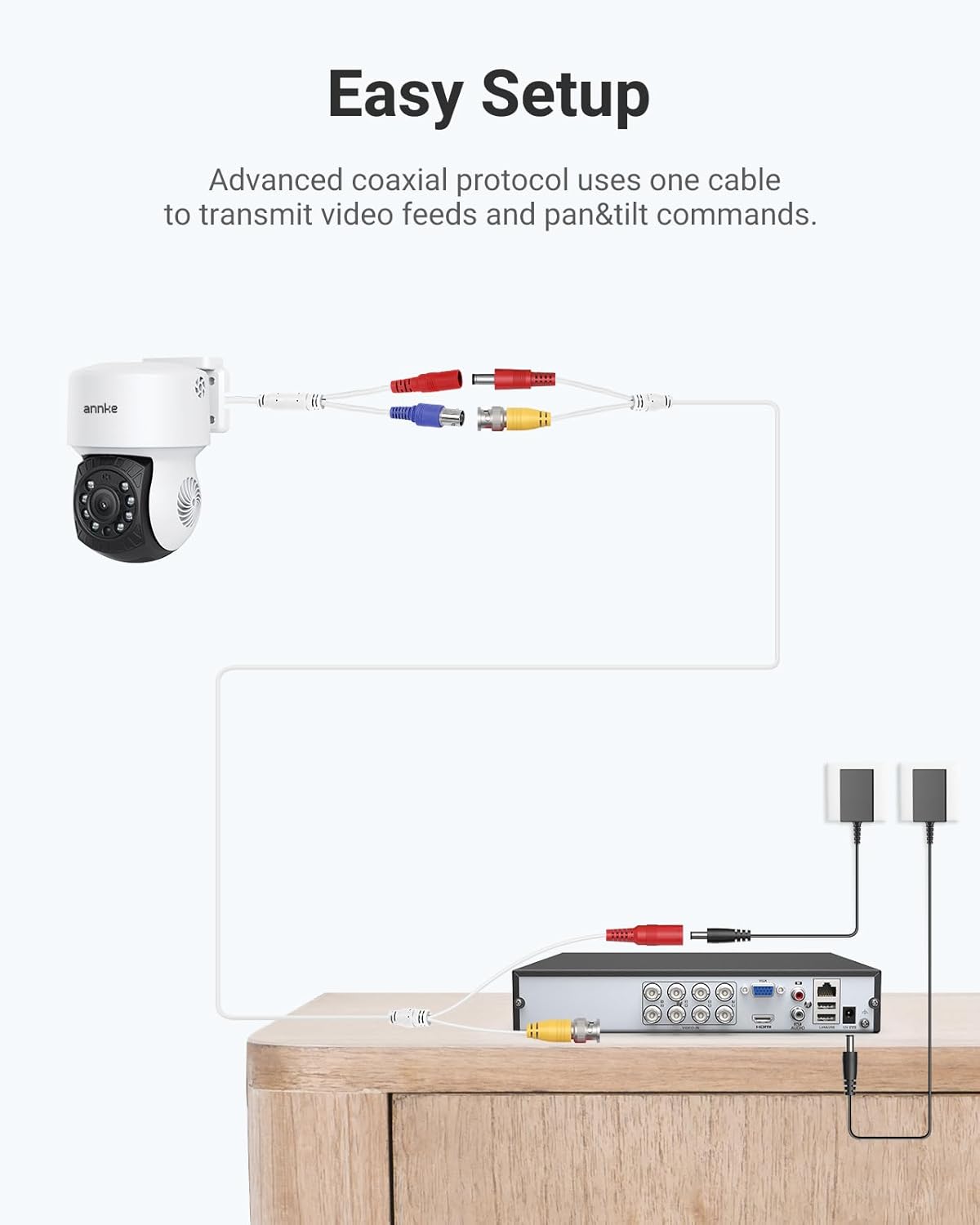 ANNKE 1080P 2MP AHD CCTV Home Surveillance Dome PT Wired Camera with 350° pan and 90° tilt, 100ft IR Night Vision, IP65 Weatherproof Security Add–On Cam for Outdoor Use, Wide Compatibility - APT200