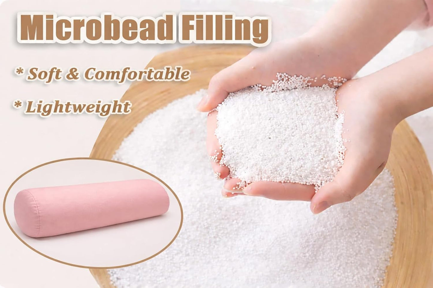 Microbead Body Pillow - Luxuriously Soft and Huggable with Removable Cover 30 X 8