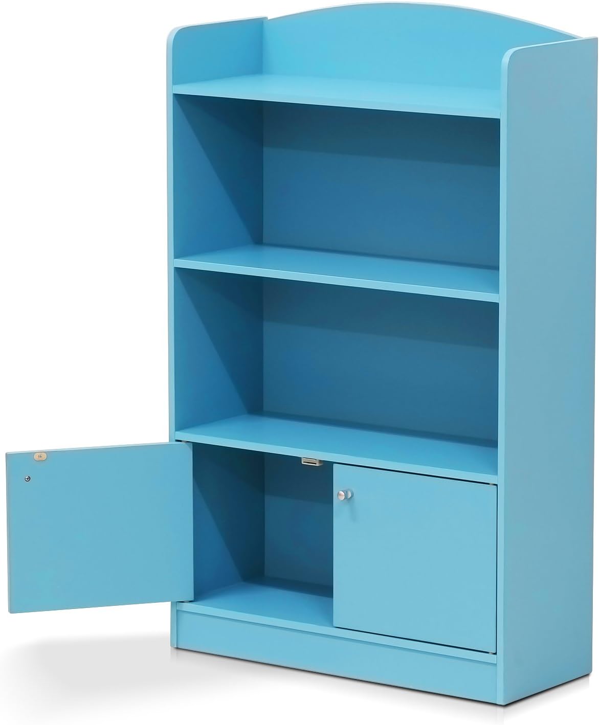 Furinno LOVA Book Shelf, Bookshelf with Storage Cabinet, Bookcase with Door, 11.8 x 23.6 x 37.3, for Living Reoom, Bedroom, Home Office, Light Blue