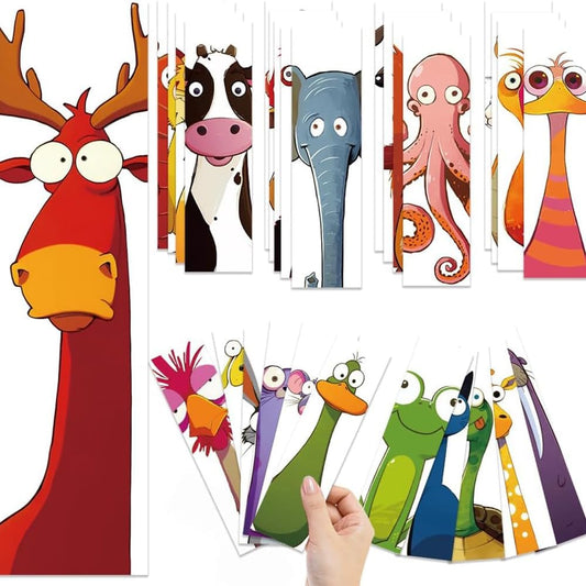 30PCS Funny Animals Bookmarks Cartoon Cow Bird Frog Page Markers for Bookish, Creative Book Read Paper Holder Cards, Birthday Gifts for Book Reader Lovers Rewards Library Bulk Supplies for Teachers
