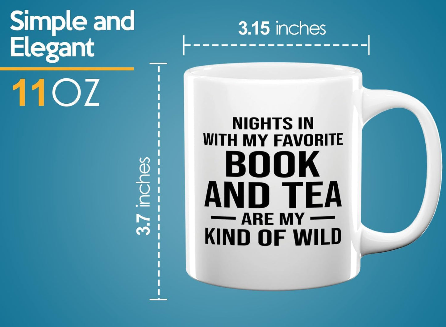 Book Lover Coffee Mug 11oz White -Book and Tea - Gift For Poets Bookish People Bibliophile Librarian Book Club Reader